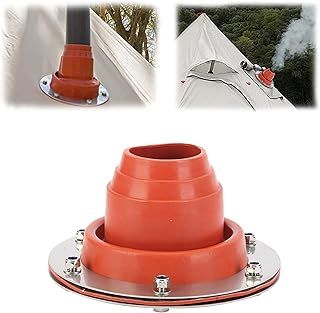 aleawol Tent Flashing Stove Jack Kit with Silicone Pipe Resistant to 300 Degrees and Stainless Steel Base,Tent Flue Flashing Kit Outdoor Camping Accessories for Wood Burner Traveller Stove