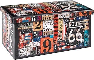 Folding Storage Ottoman Bench,Footstool for Living Room Organiser,Colorful Faux Leather Collapsible Large Kids Toy Box with Lids,76x38x38cm