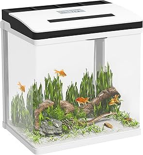 PawHut Aquarium 13L Glass Fish Tank w/Filter, LED Lighting, Water Pump