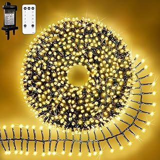 Christmas Cluster Lights 1000LED Christmas String Lights Plug in Christmas Lights Fairy Lights Main Powered with 8 Modes Romote Waterproof Christmas Tree Lights for Outdoor Indoor Decorations