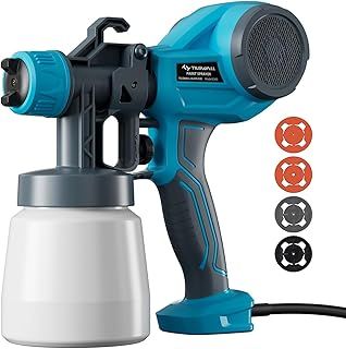 Tilswall Fence Paint Sprayer HVLP Paint Spray Gun Lightweight with 4 Nozzles & 3 Spray Patterns, 100 DIN-s, Ideal Paint Sprayer for Furniture, Fences, Walls, Cabinets, DIY