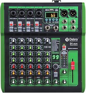 D Debra 6-Channel Audio Mixer, 99 DSP Effects, USB/MP3 Input, 48V Phantom Power, Great for DJ, Karaoke, Home Studio (DI-6UX)
