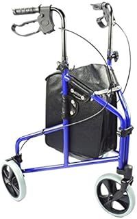 Ultra Lightweight 3 Wheeled rollator/Tri Walker with Brakes and Shopping Bag Blue - Only 4.5kgs