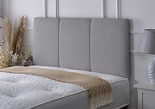 Alton Padded Paneled Divan Bed Headboard | Chenille Fabric Headboards for 3ft single bed Frame | Elegant design with wooden material headboards for beds (Light Grey, 3ft Single Height-20inch)