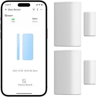 2 Pack SONOFF SNZB-04P Zigbee Door Window Sensor, Send Alert to Your Smartphone for Home Security, Compatible with Alexa/Google Home, SONOFF Zigbee Bridge Required, Batteries Included
