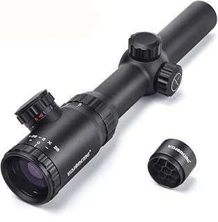VISIONKING 1.25-5x26mm 2nd Focal Plane Rifle Scope, R/B Illuminated Target Dot German Reticle, 100 Yards Field of View with Capped Windage Elevation Turrets for Hunting, Target Shooting, Tactical