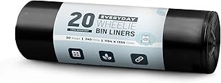 Ecobag - 20 Pack Eco-Friendly Wheelie Bin Liners - 240L - Heavy Duty & Leak Resistant Recycling Bags for Garden, Kitchen, House, Office & Caterers (1194 × 1325mm) (Everyday (18μm)