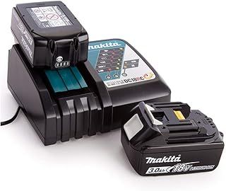 Makita Genuine BL1830B 18V LXT 3.0Ah Batteries Twin Pack with Makita Genuine DC18RC Fast Battery Charger