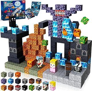 Goody King Magnetic Blocks - 100PCS Magnetic Dark Mechanical Guardian Castle Set Toys for Montessori Toddler Birthday Gifts - STEM Sensory Toys for 3 4 5 6 7 8 9 10 Year Old Boys