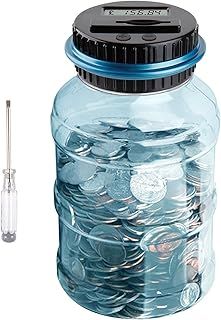 Digital Coin Bank, Jeowoqao Coin Counting Jar with LCD Display, 1.8L Large Capacity Piggy Bank Coin Counter Money Jar for UK Coins, Electronic Saving Money Box Gift for Boys Girls