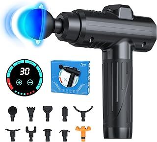 Massage Gun Deep Tissue, Portable Muscle Massage Device with 10 Massage Heads, 2025 Massager 30 Speeds with LCD Touch Screen, Back Massager Christmas Birthday Gifts for Dad Men Women, Neck Massager