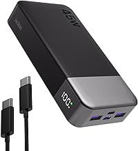 Power Bank, 45W 20000mAh Portable Charger, USB C Fast Charging, 4 Ports External Battery Pack with LED Digital Display, Compatible with Laptop, Phone 15 14 13 Pro S23 S22 (Black)
