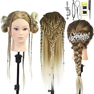 Neverland Beauty Training Heads 26" Hair Training Head Hairdressing Practice Mannequin Head Manikin Doll with Lower Eyelashes