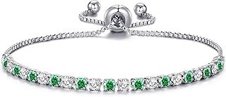 Philip Jones Silver Plated Adjustable Green Tennis Bracelet Created with Zircondia® Crystals