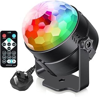 Disco Lights, 360° Rotation Sound Activated Disco Ball Party Lights with Remote Control - 3W RGB Dynamic Light Effect for Kids Birthday, Friends Gathering, Home Disco, Xmas (1)