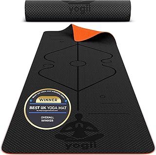 Yogii Exercise Yoga Mat – Non-Slip 6mm Thick TPE Mat, Travel-Friendly, Perfect for Home & Gym Workouts, Fitness, Pilates – Laser Alignment Guides for Men & Women