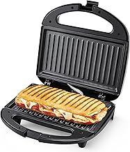 Panini Press Sandwich Maker, 750W Grill with Indicator Lights, Non-Stick Plates, Cool Touch Handle, Compact Design, Black (Plastic, Aluminum)