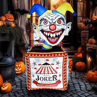WBHome 4 Ft Halloween Inflatable Outdoor Clown Bicycle Decorations, Day of The Dead Blow Up Yard Decor with Built-in LED Light for Lawn Home Dia de Los Muertos Party Indoor Outdoor