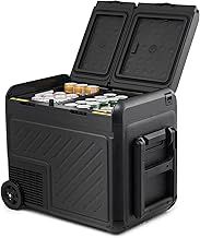 Car Fridge Freezer, 45L Dual Zone Portable Car Refrigerator with Wheels, DC 12/24V & AC 100-240V Portable Fridge, Electric Cooler for Camping Road Trips Travel Home, -22°C to 20°C