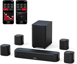 ULTIMEA 7.1ch Virtual Surround Sound Bar, Sound Bar for Smart TV with 4 Surround Speakers, Peak Power 330W, Surround Sound System for TV, App Control, Soundbar with Subwoofer, OPT/AUX/BT, Aura A40