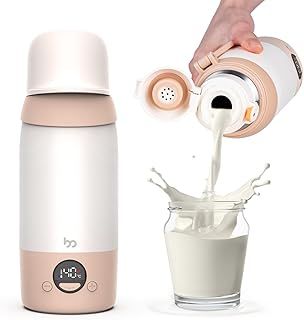 Portable Bottle Warmer for Outing or Travel, Fast Heating with Accuarte Digital Temperature Control, Wireless Water Warmer, 500 ml Large Capacity, 5200mAh Battery, for Car Airplane Journey