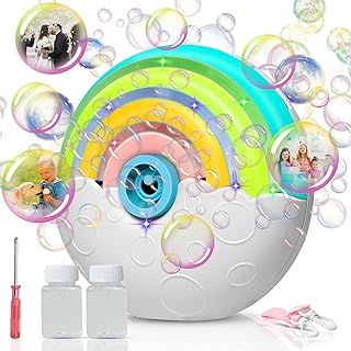 Bubble Machine, Automatic Bubble Maker for Kids Portable Bubble Blower with 2000+ Bubbles/Min Silent Design for Outdoor Indoor Wedding Garden Birthday Party, 2 Bubble Solution Included