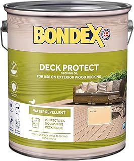Bondex Deck Protect - Protective Decking Oil - Clear - Suitable for Exerior Wood - Water Repellant & Mould Resistant - Clear – 5L