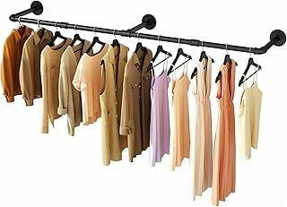 184cm Long Pipe Cloths Rack, Industrial Pipe Clothes Rail, Cloths Hanging Rail Wall Mounted Clothes Rail Heavy Duty Garment Rack Detachable Wall Rail for Clothes