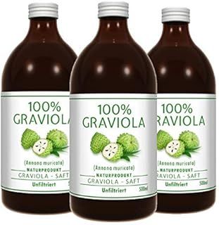 3 x 100% Soursop Juice - Unfiltered. Vegan .3 x 500ml. 100% Soursop-Pulp. Guanabana. Corossol. Graviola.