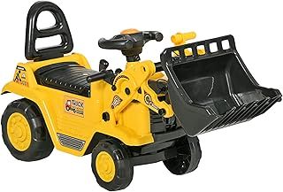 HOMCOM NO POWER 3 in 1 Ride On Toy Bulldozer Toddler Digger Excavator Scooter Storage Cart Toilet Pretend Play Construction Truck