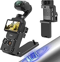 AMAZEAR Magnetic Mount Stand for DJI Osmo Pocket 3, Pocket3 Accessories Expansion Adapter Magnet Suction Case Holder on Desktop, Vertical Surface, 180° Adjustable, Quick Fixation（Black）
