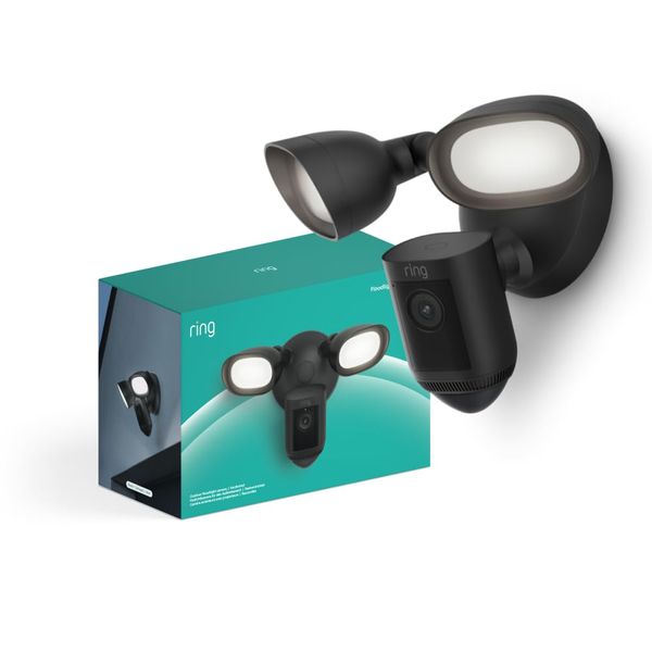 Ring Floodlight Cam Wired Pro | Outdoor Security Camera 2K Video with Ring Vision, 3D Motion Detection, Bird's Eye View, Siren, alternative to CCTV system | 30-day free trial of Ring Subscription