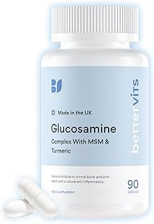 Bettervits Glucosamine Complex with MSM, Turmeric & Vitamin C | Glucosamine and Chondroitin High Strength | Joint Care Supplements for Men & Women | Supports Mobility & Flexibility - 90 Tablets