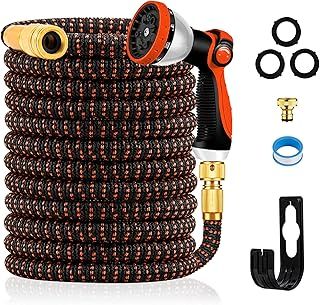 Yofidra Expandable Hose Pipe 100FT, Upgraded 3-Layer Latex No-Kink Flexible Garden Hose, 3/4"&1/2" Metal Connectors, 10 Function Spray Nozzle, Water Hose for Gardening, Washing & Cleaning (100ft/30m)