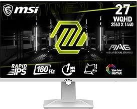 MSI MAG 274QRFW 27 Inch WQHD Gaming Monitor - 2560 x 1440 Rapid IPS Panel, 180 Hz - 1ms GtG, 123percentage sRGB Colour Gamut, Frameless Design, DisplayHDR 400 - DisplayPort 14a, HDMI 20b