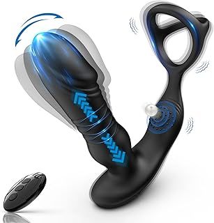 Thrusting Prostate Massager Anal Plug Sex Toys for Men, 10 Vibration Modes Vibrating Butt Plug Cock Ring with Remote Control, Male Vibrator Sex Toys4mens UK Adult Toys, Sex Toys4couples Men & Women