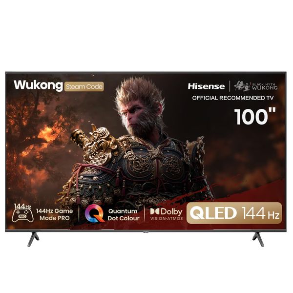 Hisense 100E7NQ Pro - QLED Gaming TV, 100-inch, VRR 144Hz HSR 240fps, AMD Freesync Premium Pro, Gaming Bar, Total HDR Solution, Dolby Vision IQ & Dolby Atmos (New 2024)