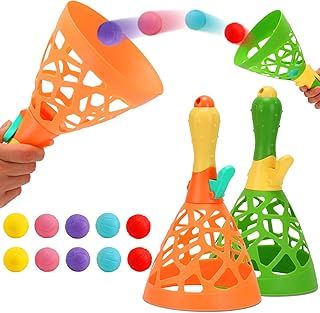 Jesitai Outdoor Indoor Game Activities for Kids with 2 Catch Launcher Baskets and 10 Balls, Lawn Campground Beach Christmas Party Toys for Kids Age 5 6 7 8 9 10+ and Adult