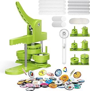 Badge Maker Machine Button Press Machine 58+32+25mm DIY Pin Making Kit with 400pcs Button Parts and Circle Cutter for Custom Button