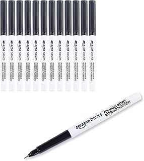 Amazon Basics Ultra-Fine Point Permanent Markers, Black, 12-Pack