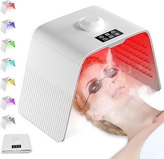 Cozion LED Light Facial Care Device, 7 Color Photon PDT Professional LED Light Face Mask with Near Infrared Light Facial Beauty Machine SPA Salon Home Equipment Steam Type
