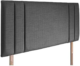 new side bar bed headboard in linen fabric available in and sizes (4ft6 double, slate grey)