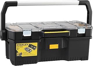 STANLEY Toolbox Tote with Portable Organiser for Tools and Small Parts, Heavy Duty Metal Latch, Removable Dividers, 24 Inch, 1-97-514