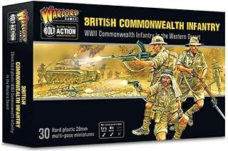 Warlord Games British Army Commonwealth Infantry - 28mm Scale Plastic Miniatures for Bolt Action Highly Detailed World War 2 Miniatures for Table-top Wargaming