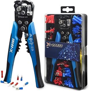 Wire Stripper Automatic with 60PCS Terminals, 3-in-1 Cable Stripper, Wire Cutter, Terminal Crimper, 22-10AWG (0.5-6 mm) Professional Electrician Wire Stripping Pliers Self Adjusting