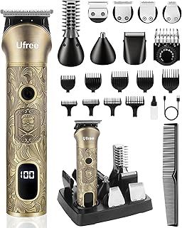 Ufree Beard Trimmer for Men, Shaving Kit for Nose Hair Mustache Body Facial, Cordless Hair Clipper, Electric Razor for Men 7 in 1 Beard Grooming Kit Gifts for him, Bronze, 1.48 pounds, 1.0 count