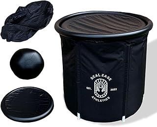 Real Ease Inflatable Ice Bath Tub for Recovery — 320L Ice Pod with Lid, Cold Water Therapy Tub for Athletes — Portable Bathtub for Adults, Outdoor Cold Plunge Tub with All Ice Bath Accessories