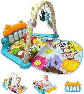 Baby Play Mat, Baby play gym mat for Newborn Toddlers - Baby mats for floor play with piano keyboard and toys - Baby gym