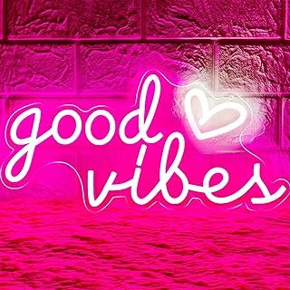 Good Vibes Neon Sign Neon Light Sign Pink neon Signs Neon Wall Light Neon Lights for Bedroom Good Vibes Neon Lights LED Sign Personalised Neon Light Signs for Girls Bedroom Wall Game Room Bar