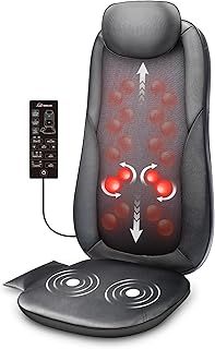 Snailax Shiatsu Massage Chair, Deep Kneading Back Massager with Heat for Pain Relief, Massaging Seat Cushion at Home Office, Gifts for Women Men